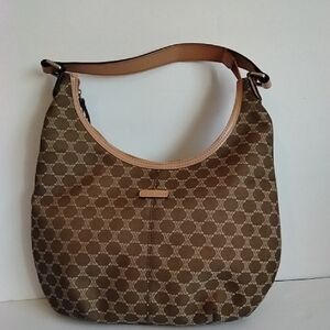 Nine West Brown Patterned Hobo with Tan Trim Vintage
